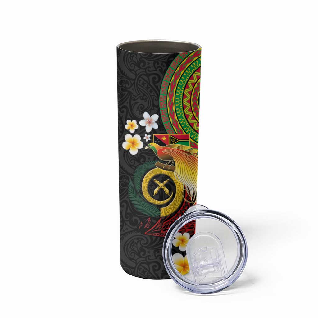 Vanuatu and Papua New Guinea Together Skinny Tumbler Bird-of-paradise and Pig Tusk Melanesian Pattern