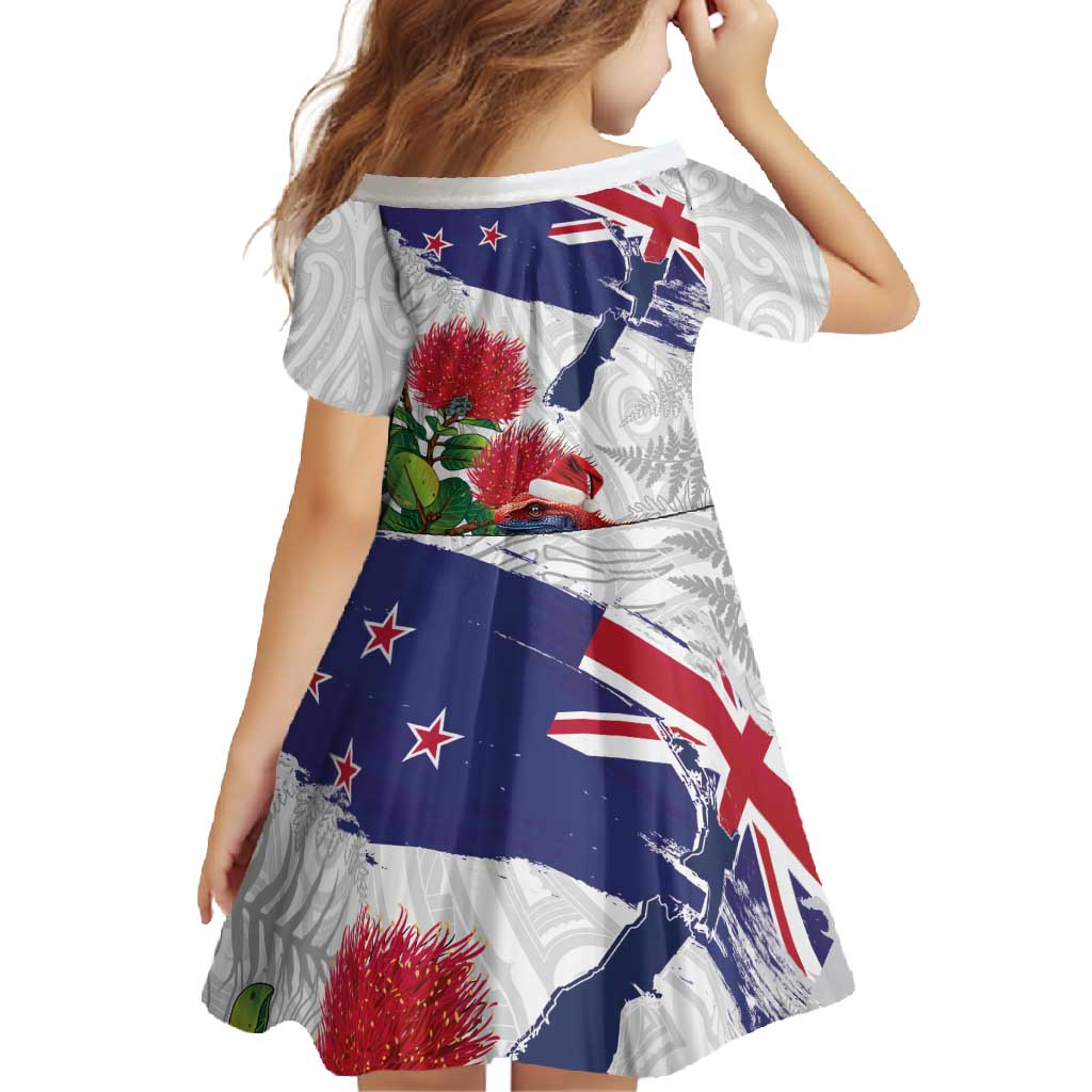New Zealand Christmas Family Matching Summer Maxi Dress and Hawaiian Shirt Meri Kirihimete-Tuatara and Pohutukawa White Color