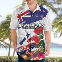 New Zealand Christmas Hawaiian Shirt Meri Kirihimete-Tuatara and Pohutukawa White Color