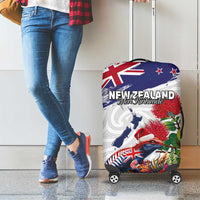 New Zealand Christmas Luggage Cover Meri Kirihimete-Tuatara and Pohutukawa White Color