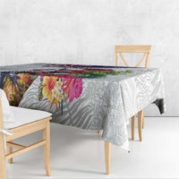 New Zealand Christmas Tablecloth Meri Kirihimete-Tuatara and Pohutukawa White Color