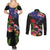 New Zealand Christmas Couples Matching Summer Maxi Dress and Long Sleeve Button Shirt Meri Kirihimete-Tuatara and Pohutukawa Black Color