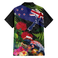 New Zealand Christmas Family Matching Summer Maxi Dress and Hawaiian Shirt Meri Kirihimete-Tuatara and Pohutukawa Black Color