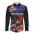 New Zealand Christmas Long Sleeve Button Shirt Meri Kirihimete-Tuatara and Pohutukawa Black Color