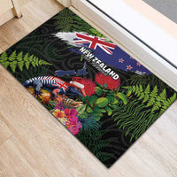New Zealand Christmas Rubber Doormat Meri Kirihimete-Tuatara and Pohutukawa Black Color