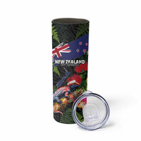 New Zealand Christmas Skinny Tumbler Meri Kirihimete-Tuatara and Pohutukawa Black Color