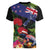New Zealand Christmas Women V-Neck T-Shirt Meri Kirihimete-Tuatara and Pohutukawa Black Color