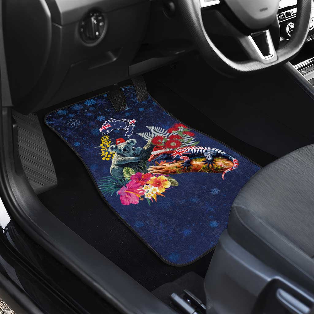 Australia and New Zealand Car Mats Merry Christmas-Tuatara and Koala with Plants Xmas Style