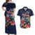 Australia and New Zealand Couples Matching Off Shoulder Maxi Dress and Hawaiian Shirt Merry Christmas-Tuatara and Koala with Plants Xmas Style