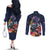 Australia and New Zealand Couples Matching Off The Shoulder Long Sleeve Dress and Long Sleeve Button Shirt Merry Christmas-Tuatara and Koala with Plants Xmas Style