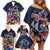 Australia and New Zealand Family Matching Off Shoulder Short Dress and Hawaiian Shirt Merry Christmas-Tuatara and Koala with Plants Xmas Style