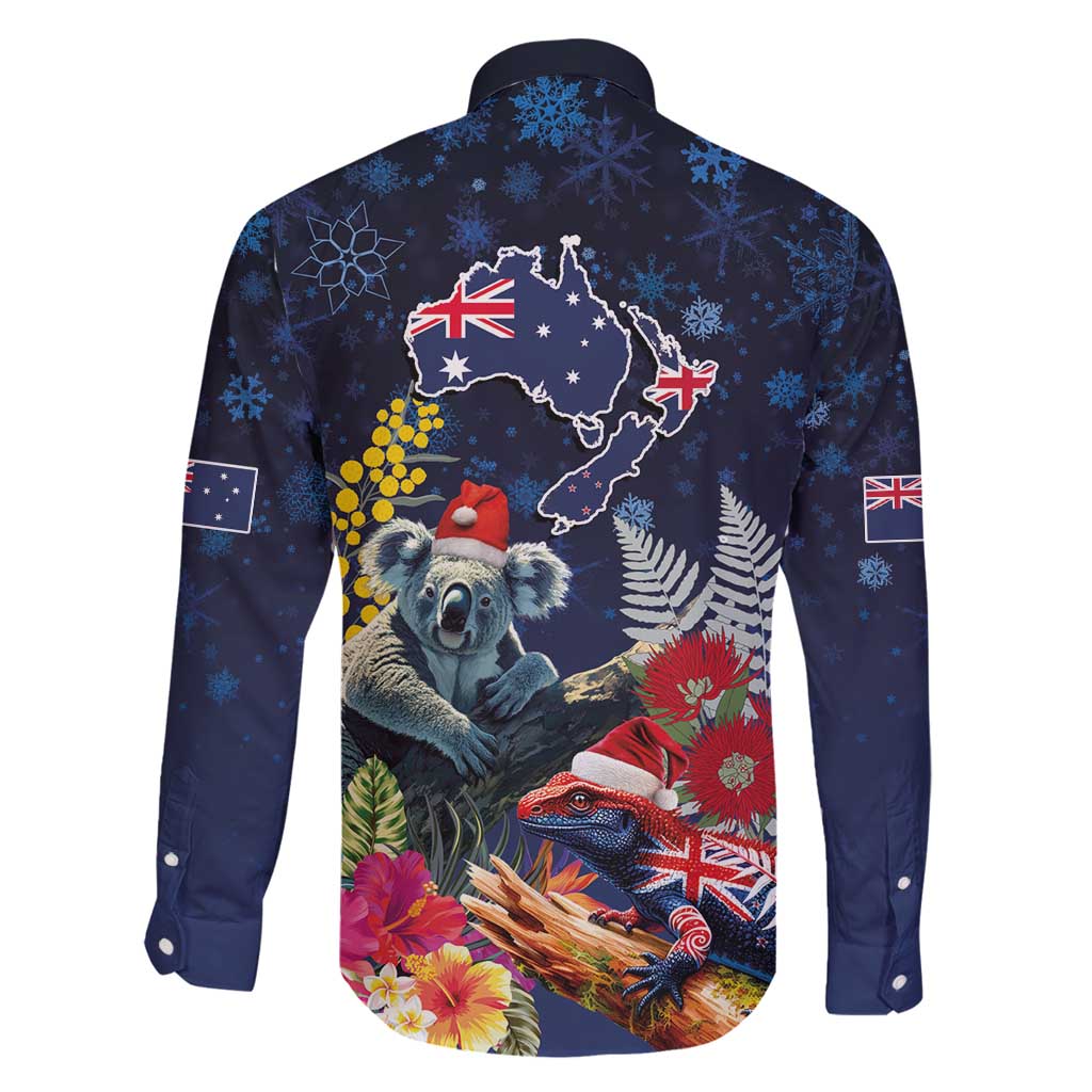 Australia and New Zealand Family Matching Puletasi and Hawaiian Shirt Merry Christmas-Tuatara and Koala with Plants Xmas Style