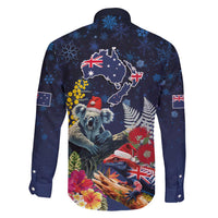 Australia and New Zealand Family Matching Short Sleeve Bodycon Dress and Hawaiian Shirt Merry Christmas-Tuatara and Koala with Plants Xmas Style