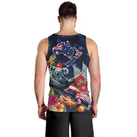 Australia and New Zealand Men Tank Top Merry Christmas-Tuatara and Koala with Plants Xmas Style