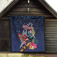 Australia and New Zealand Quilt Merry Christmas-Tuatara and Koala with Plants Xmas Style