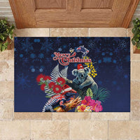 Australia and New Zealand Rubber Doormat Merry Christmas-Tuatara and Koala with Plants Xmas Style