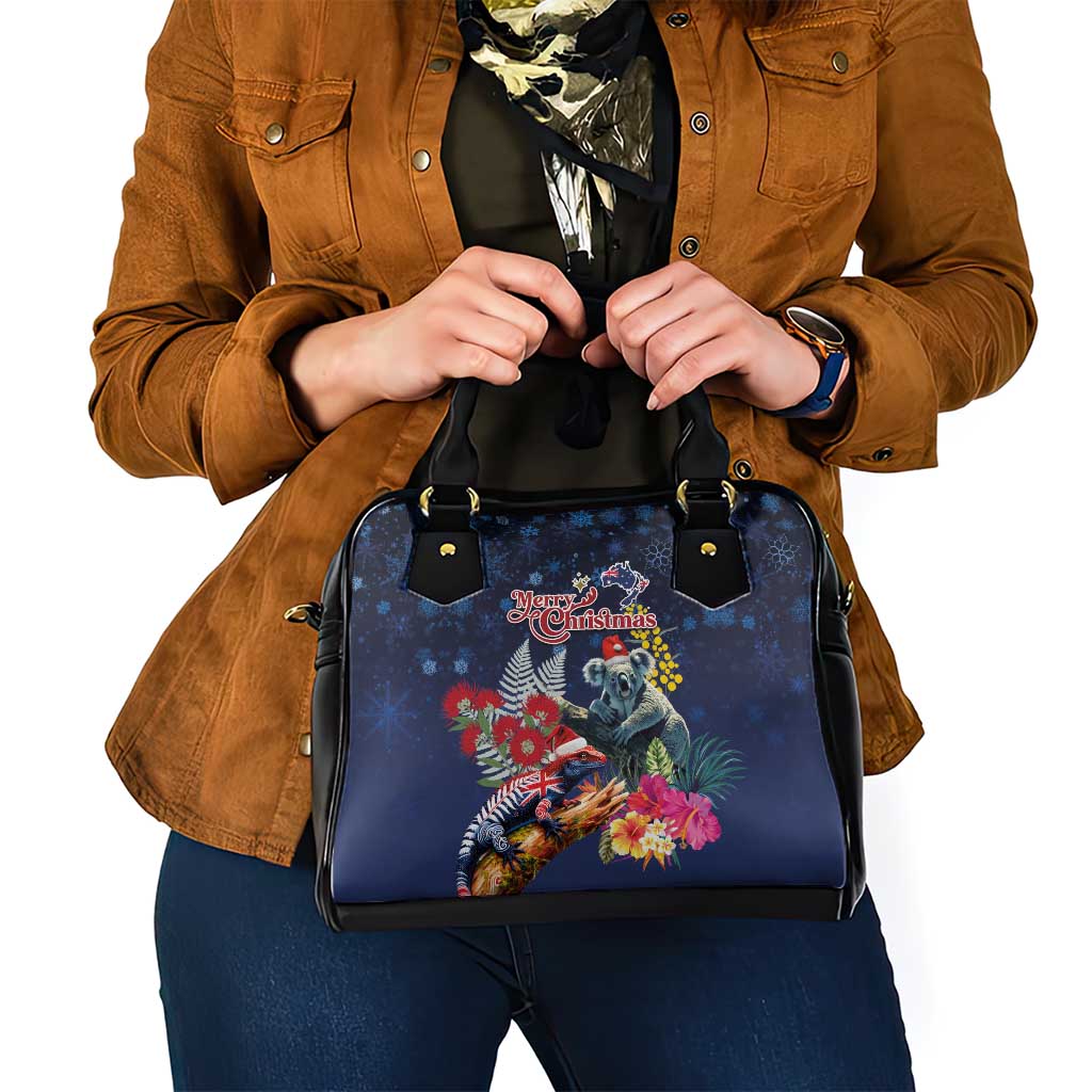 Australia and New Zealand Shoulder Handbag Merry Christmas-Tuatara and Koala with Plants Xmas Style