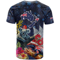 Australia and New Zealand T Shirt Merry Christmas-Tuatara and Koala with Plants Xmas Style