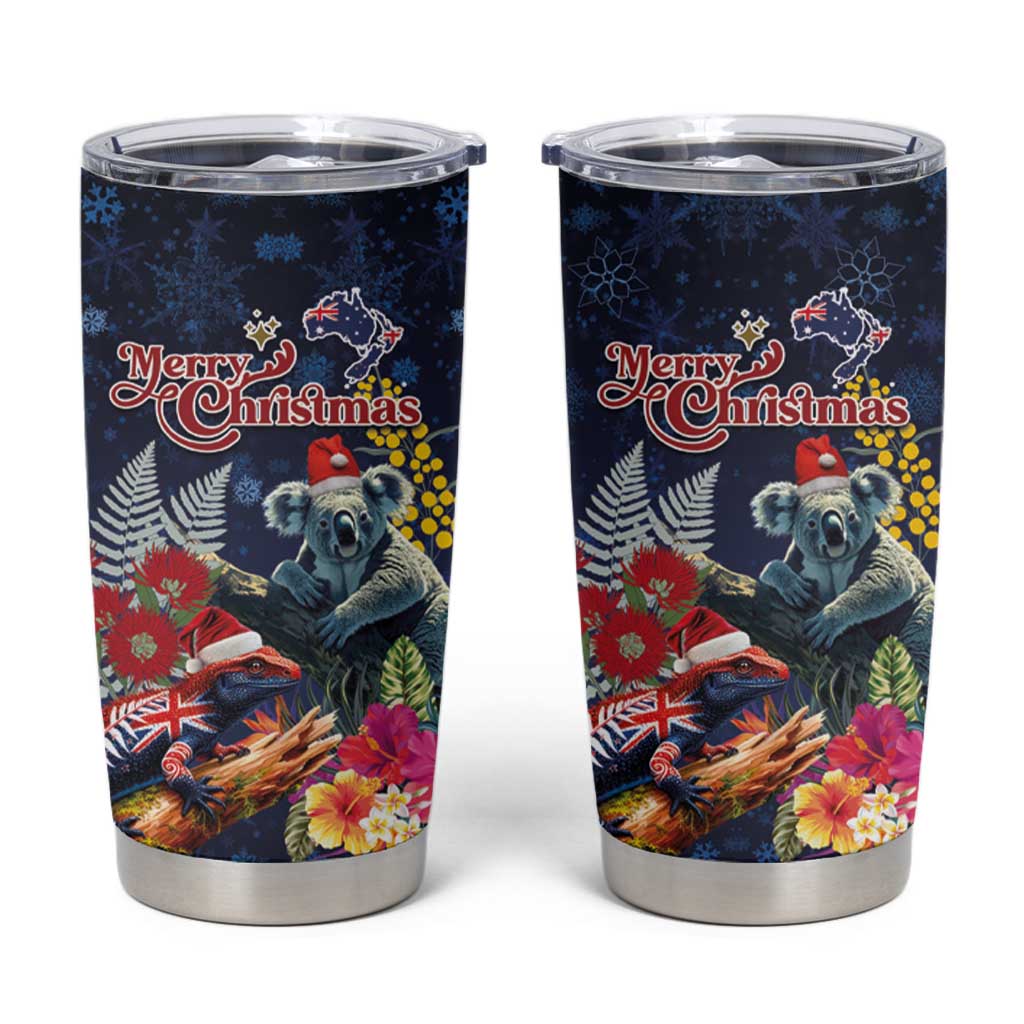 Australia and New Zealand Tumbler Cup Merry Christmas-Tuatara and Koala with Plants Xmas Style