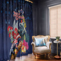 Australia and New Zealand Window Curtain Merry Christmas-Tuatara and Koala with Plants Xmas Style