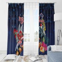Australia and New Zealand Window Curtain Merry Christmas-Tuatara and Koala with Plants Xmas Style