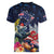 Australia and New Zealand Women V-Neck T-Shirt Merry Christmas-Tuatara and Koala with Plants Xmas Style