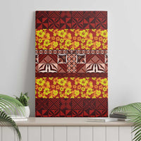 Samoa Siapo and Tapa Canvas Wall Art Pacific Tribal Pattern with Hibiscus Striped Style LT03 - Polynesian Pride
