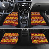 Samoa Siapo and Tapa Car Mats Pacific Tribal Pattern with Hibiscus Striped Style LT03 Set 4pcs Red - Polynesian Pride