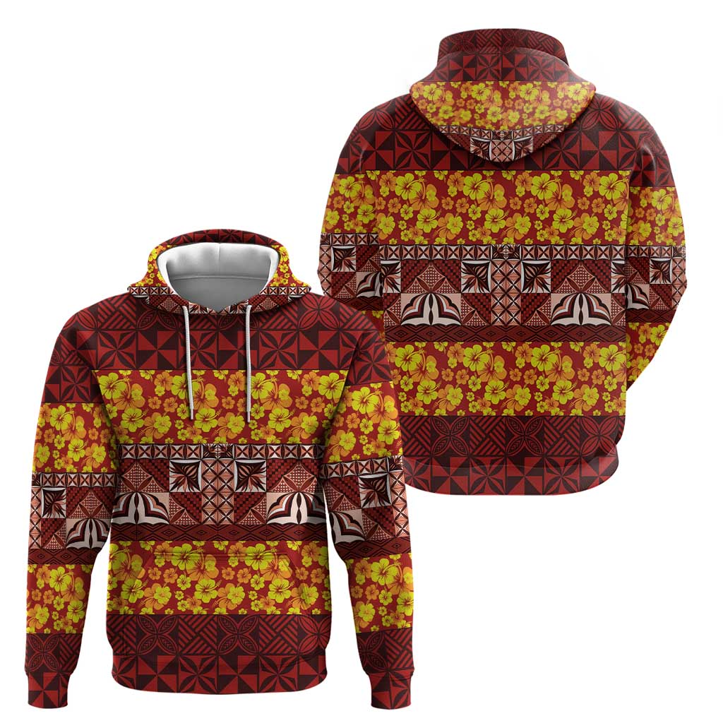Samoa Siapo and Tapa Hoodie Pacific Tribal Pattern with Hibiscus Striped Style LT03 - Polynesian Pride
