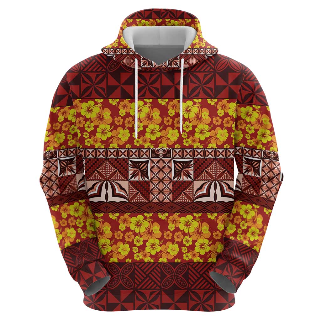 Samoa Siapo and Tapa Hoodie Pacific Tribal Pattern with Hibiscus Striped Style LT03 - Polynesian Pride