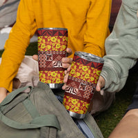 Samoa Siapo and Tapa Tumbler Cup Pacific Tribal Pattern with Hibiscus Striped Style LT03 - Polynesian Pride