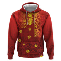 Samoa Tapa Pacific Tribal Pattern Hoodie Hibiscus and Plumeria LT03 Pullover Hoodie Red - Polynesian Pride