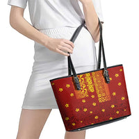 Samoa Tapa Pacific Tribal Pattern Leather Tote Bag Hibiscus and Plumeria LT03 - Polynesian Pride