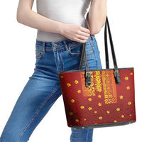 Samoa Tapa Pacific Tribal Pattern Leather Tote Bag Hibiscus and Plumeria LT03 - Polynesian Pride