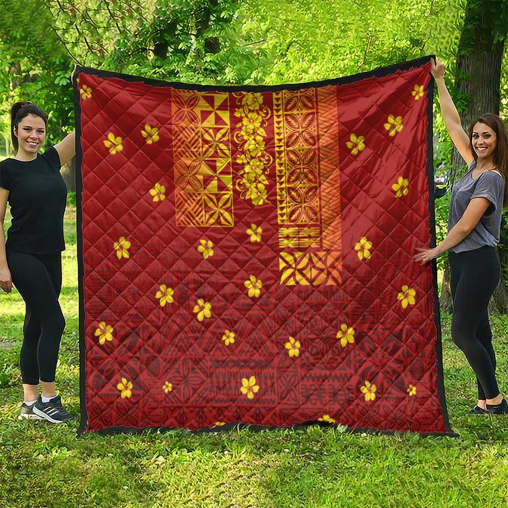 Samoa Tapa Pacific Tribal Pattern Quilt Hibiscus and Plumeria LT03 - Polynesian Pride