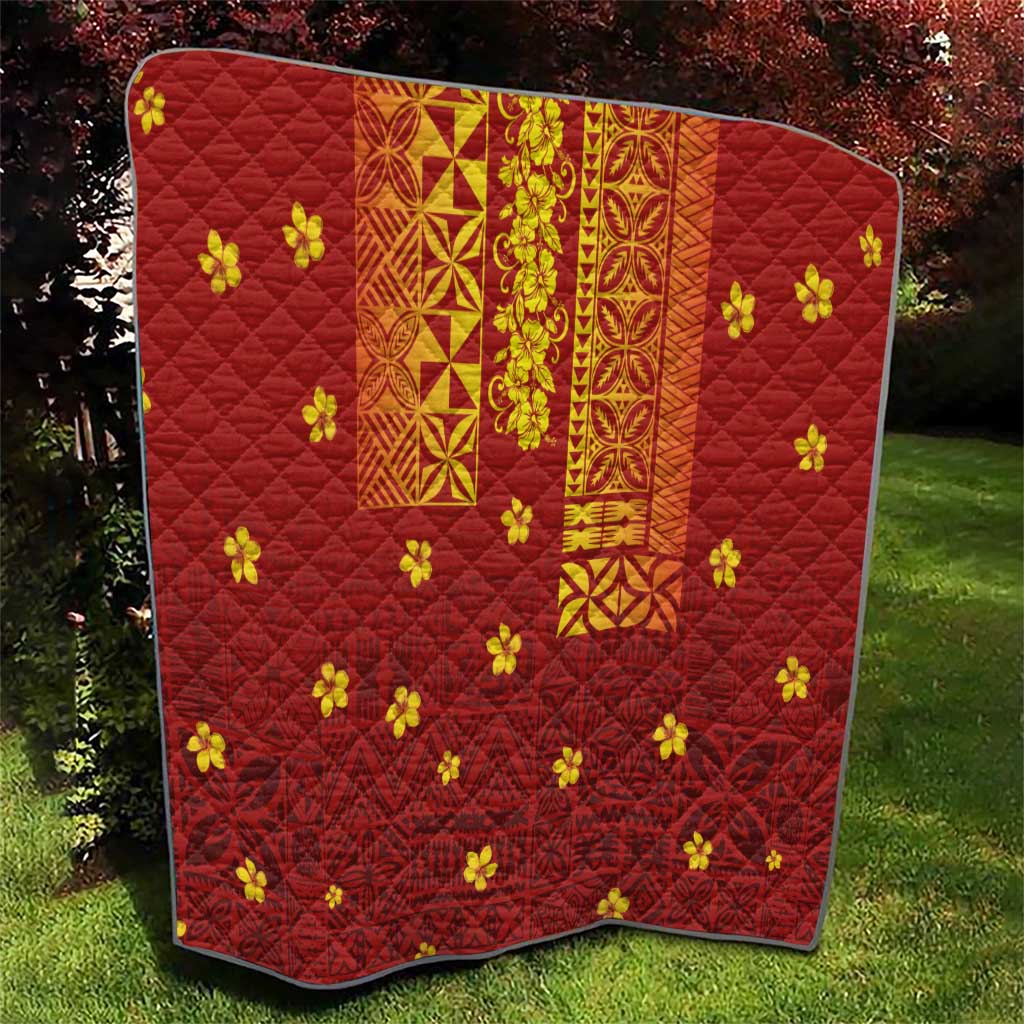 Samoa Tapa Pacific Tribal Pattern Quilt Hibiscus and Plumeria LT03 - Polynesian Pride