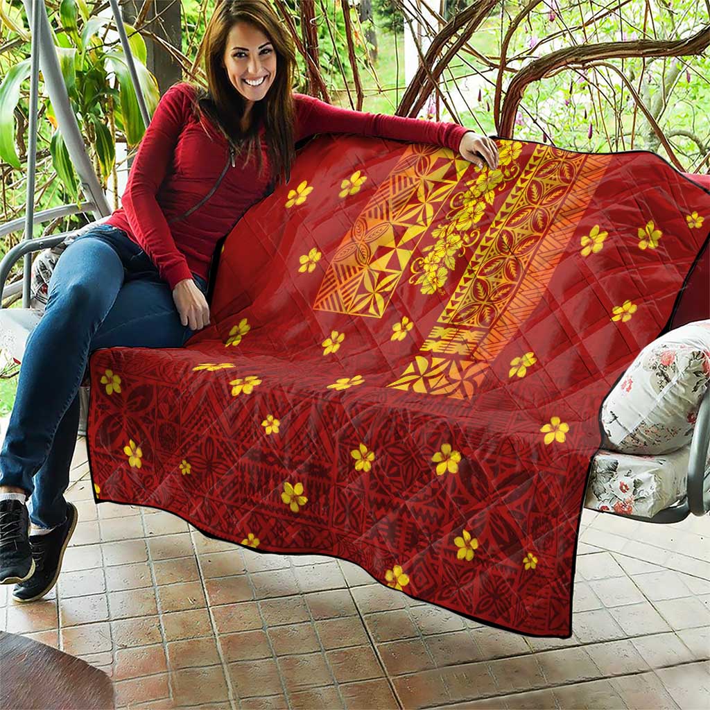 Samoa Tapa Pacific Tribal Pattern Quilt Hibiscus and Plumeria LT03 - Polynesian Pride