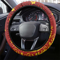Samoa Tapa Pacific Tribal Pattern Steering Wheel Cover Hibiscus and Plumeria LT03 - Polynesian Pride