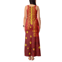 Samoa Tapa Pacific Tribal Pattern Tank Maxi Dress Hibiscus and Plumeria LT03 - Polynesian Pride