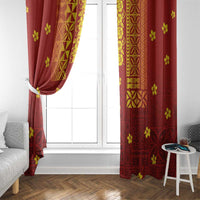 Samoa Tapa Pacific Tribal Pattern Window Curtain Hibiscus and Plumeria LT03 - Polynesian Pride