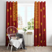 Samoa Tapa Pacific Tribal Pattern Window Curtain Hibiscus and Plumeria LT03 - Polynesian Pride