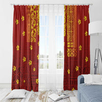 Samoa Tapa Pacific Tribal Pattern Window Curtain Hibiscus and Plumeria LT03 - Polynesian Pride