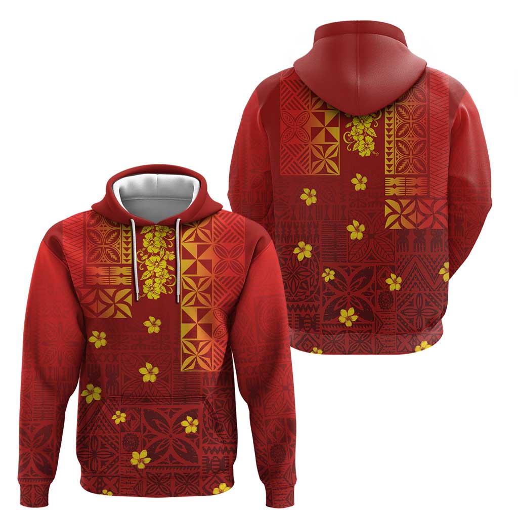 Samoa Tapa Pacific Tribal Pattern Zip Hoodie Hibiscus and Plumeria LT03 - Polynesian Pride