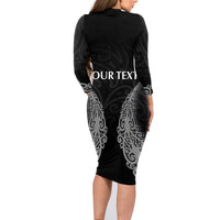 New Zealand Netball Family Matching Long Sleeve Bodycon Dress and Hawaiian Shirt Koru and Maori Tattoo Jersey