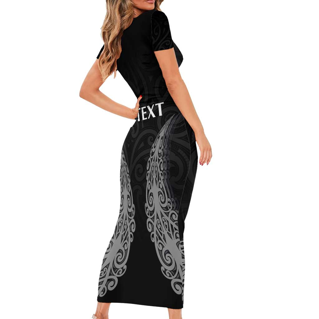 New Zealand Netball Short Sleeve Bodycon Dress Koru and Maori Tattoo Jersey LT03 - Polynesian Pride