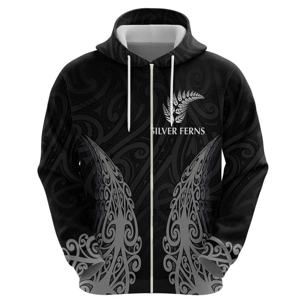 New Zealand Netball Zip Hoodie Koru and Maori Tattoo Jersey LT03 - Polynesian Pride