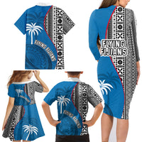 fiji-rugby-family-matching-long-sleeve-bodycon-dress-and-hawaiian-shirt-coat-of-arms-palm-tree-mix-polynesia-tapa-pattern