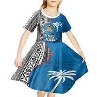 fiji-rugby-kid-short-sleeve-dress-coat-of-arms-palm-tree-mix-polynesia-tapa-pattern