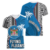 fiji-rugby-women-v-neck-t-shirt-coat-of-arms-palm-tree-mix-polynesia-tapa-pattern