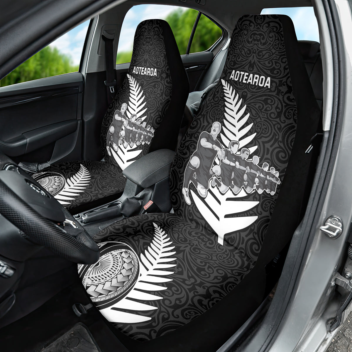 New Zealand World Cup 2023 Car Seat Cover Aotearoa Haka Rugby with Silver Fern Maori Ethnic Pattern LT03 - Polynesian Pride